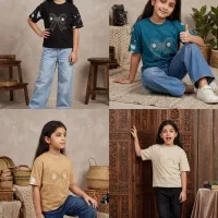 تیشرت باکسی دخترانه گلدوزی