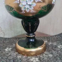 ظرف سرو اگرمن پایه بلند طلاکوب دست ساز و طرح کمیاب