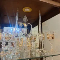 سرویس گیلاس‌خوری + ۲ گلدان + کاسه کریستال اصل چک