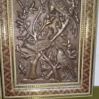 تابلو مسی قلم زنی برجسته طرح مرغ و گل ، موزه ای|تابلو، نقاشی، عکس|تهران, تهرانسر غربی|دیوار