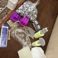 وسایل شمع و سنگ مصنوعی + یک کیلو پودر سنگ مصنوعی
