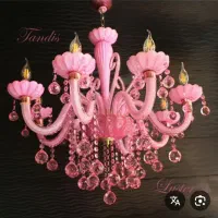 لوستر ۸ شاخه صورتی کمرنگ زیبا