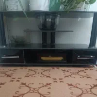 میز تلویزیون شیشه ای دو کشوعه