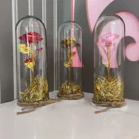 باکس گل شیشه ای ورق طلایی کادویی تولد و...|گل مصنوعی|تبریز, |دیوار