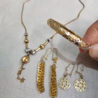 طلا گوشواره دستبند و گردنبند نو