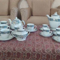 سرویس چایخوری چینی واستکان فرانسه گلدان بلورشمعدان