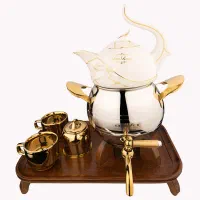 کتری،قوری،سینی،فنجان،قندان کروپ ست