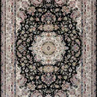 فرش 1200 شانه طرح خطیبی رنگ سرمه ای تراکم 3600