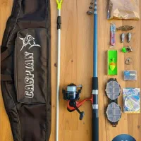 پک کامل چوب و چرخ ماهیگیری و لنسر شامل 14 قلم کد26