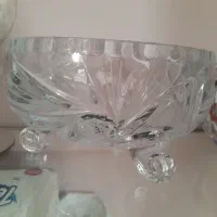 کاسه کریستال خورشیدی میوه خوری سه پایه کاملا سالم
