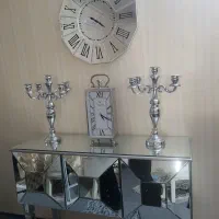 میز کنسول آینه ای و ساعت دیواری آینه ای شیک|بوفه، ویترین، کنسول|چهاردانگه (تهران), |دیوار