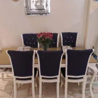 مبل ۷ نفره میز ناهار خوری ۸ نفره ویترین در حد نو|مبلمان خانگی و میز عسلی|ری, حمزه‌آباد|دیوار