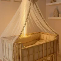 گهواره و کنار تخت مادرچوبی مدل فرشته دارای شب خواب