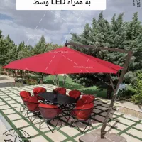 سایبان چتر پایه کنار ۸ ضلعی قطر ۴ با Led|کافی‌شاپ و رستوران|شیراز, قالیشویی|دیوار