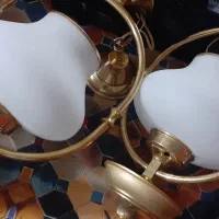لوستر تک شاخ بزرگ فلزی طلایی افشان