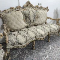 مبل سلطنتی۷نفره بامیز،(چوب راش لمسه دوزی