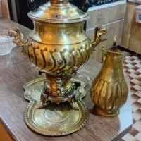 سماور طلایی گازی ۱۰ لیتری به همراه  زود پز مینی