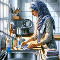 یک خانم مجرد و آراسته جهت درست کردن غذا در شرکت