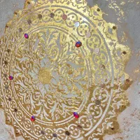 تابلو دکوراتیو کار شده با ورق طلا ، نگین و آیینه|تابلو، نقاشی، عکس|کرمان, |دیوار