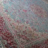 فرش فیروزه ای  تمام نخ|فرش|آباده, |دیوار