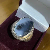 انگشتی نقره شجر و زبرجد سیاه قلم