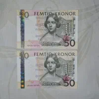 جفت اسکناس ۵۰ کرون سوئد نایاب