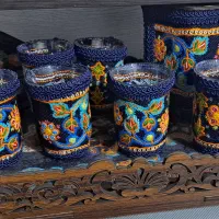 ست کامل تو سینی با شش عدد استکان و قندان پته