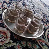 انگاره(چای خوری برنج)باسینی مس وقندان برنج|کلکسیون اشیاء عتیقه|کرمان, |دیوار