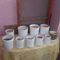 تعدادی گلدون سرامیکی با زیر گلدونی نو