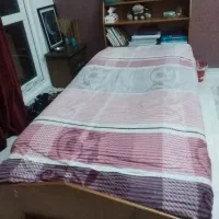 تخت چوبی کتابخانه دار وکشویی یکنفره