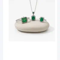 ست دستبند و انگشتر و گردنبند زنانه زمرد