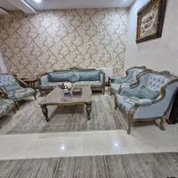 مبلمان استیل چوب راش 7 نفره پارچه‌ای