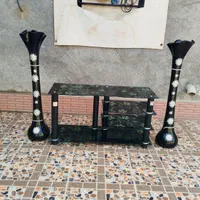 میز ال ای دی و گلدون شیشه ای