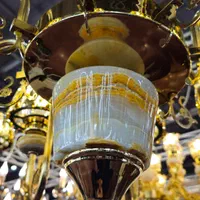 لوستر فلزی رزگلد با سنگ طبیعی طوسی|لوستر و چراغ آویز|اصفهان, رسالت|دیوار