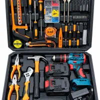 مجموعه کیت ابزار و دریل شارژی چکشی ۱۸۸ ولت باس
