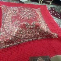 لحاف کرسی سلطنتی پارچه مخمل و ترمه یزد۳×۳پشم طبیعی