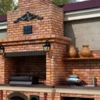 اجرای آجر نما و باربیکیو و شومینه ..آب نما