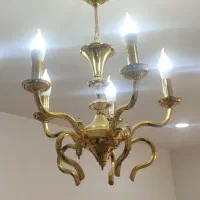 لوستر پنج شاخه رنگ طلایی ثابت