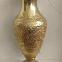 گلدان برنجی قدیمی قلمزنی دستساز سالم وزیبا