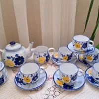 سرویس ۱۷ پارچه چایخوری گل پنبه ای قدیمی|ظروف سرو و پذیرایی|تهران, مسعودیه|دیوار