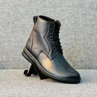 نیم‌بوت چرم طبیعی مردانه مشکی