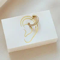 پرسینگ گوش حلقه ای قفلی با روکش طلا و نگین زیرکنیا