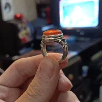 انگوشتر عقیق پرتقالی لانه زنبوری معدنی دستساز|جواهرات|تهران, تهرانسر شرقی|دیوار
