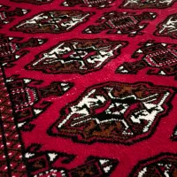 فرش ترکمن قرمز دستبافت پشمی کاملا سالم