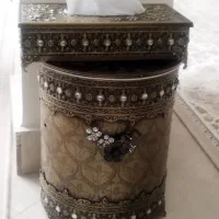 سطل آشغال و جا دستمال کاغذی فلزی