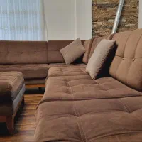 مبل راحتی ال ۸ نفره بسیار تمیز به همراه پاف و شیشه|مبلمان خانگی و میز عسلی|نوشهر, |دیوار