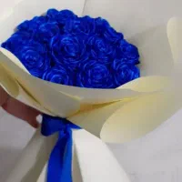 دسته گل روبانی آبی وقرمز