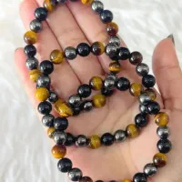 دستبند سنگ های چشم ببر،اونیکس و حدید