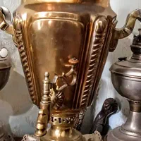 سماورذغالی تراشدارروس وسینی قلمدارومشربه قاجارظروف