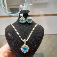 گردنبند و گوشواره و نیم ست نقره